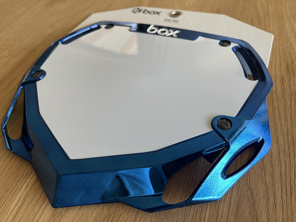 Chrome Box Blue LARGE numberplates